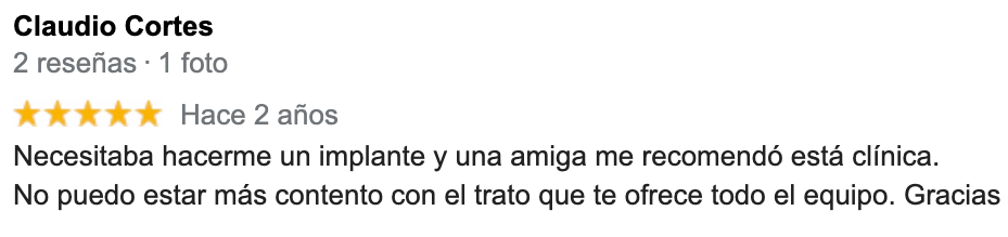 Opiniones implantes Dr. Ferrer Claudio