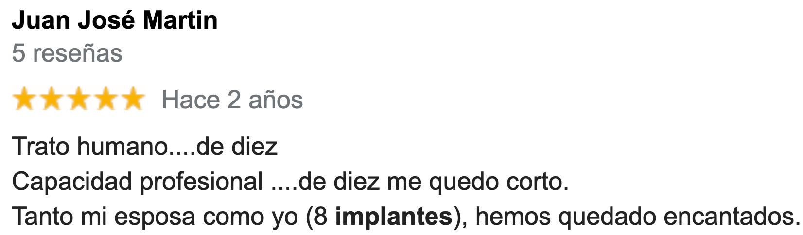 Opiniones implantes Dr. Ferrer Juan