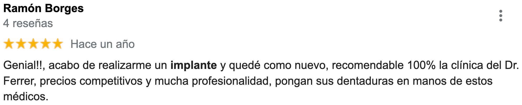 Opiniones implantes Dr. Ferrer Ramon