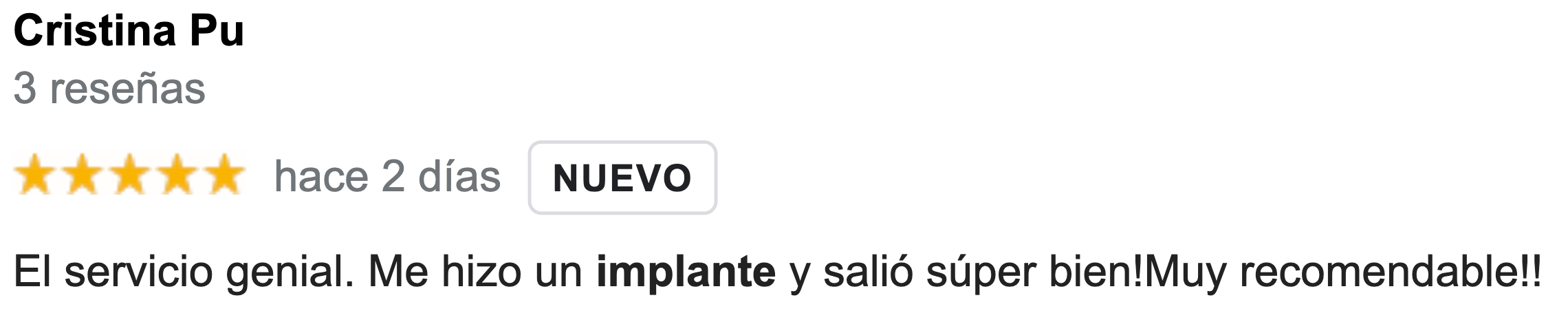 Opiniones implantes Dr. Ferrer Cristina